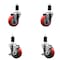 Service Caster 3.5'' Red Poly Wheel Swivel 1-3/8'' Expanding Stem Caster Set 2 Brakes, 4PK SCC-EX20S3514-PPUB-RED-2-TLB-2-138 - alternate 1